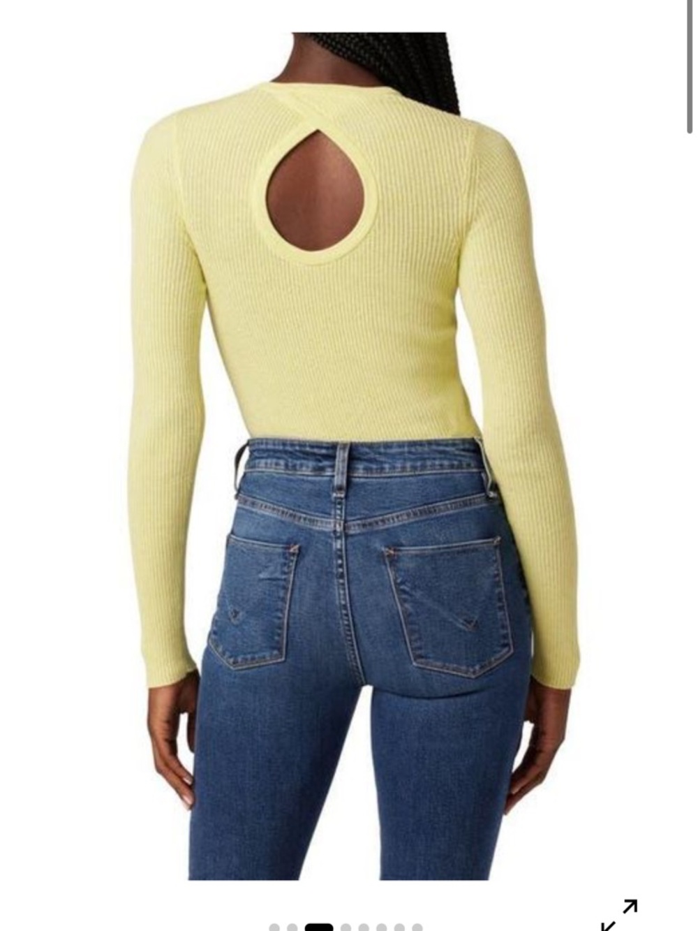 Hudson  Light Yellow Ribbed Back-Keyhole Sweater